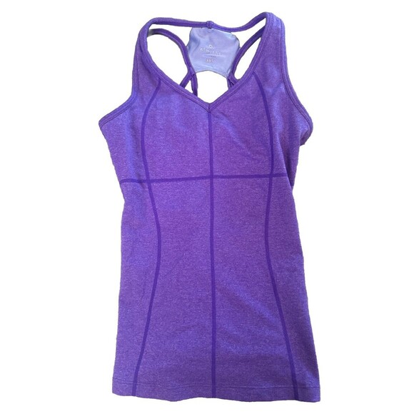 Athleta PURPLE Equator Racerback Tank Top Shelf Bra Lycra Sport Strappy SZ XXS - Picture 1 of 4